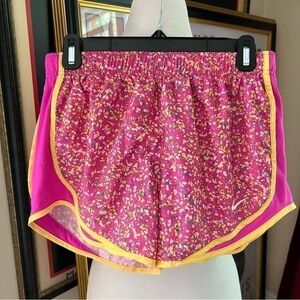 Nike Pink Yellow Green Light Pink Paint Splatter Dri-Fit Tempo Running Shorts